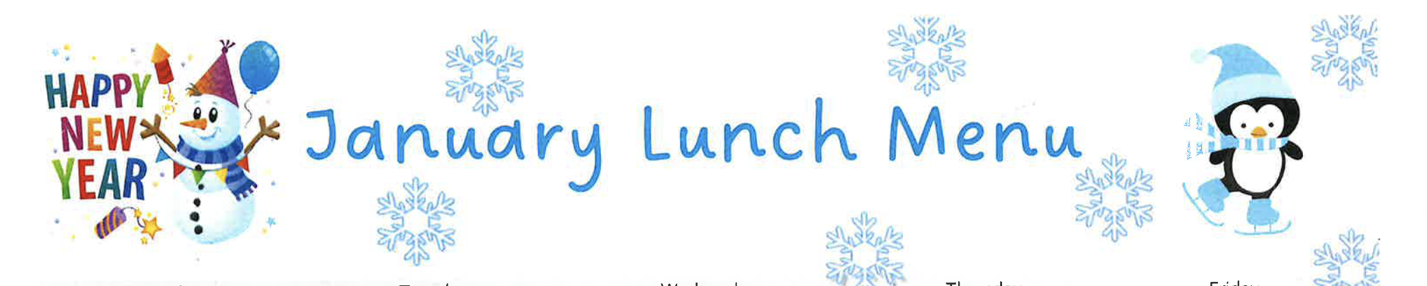 January Lunch Menu 2025